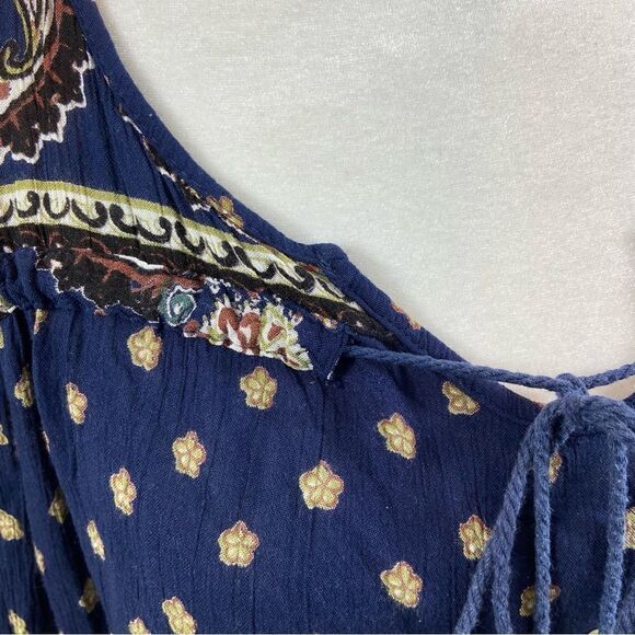 Angie Apparel Navy Paisley Bell-Sleeve Peasant Dress Size Large - Picture 5 of 11